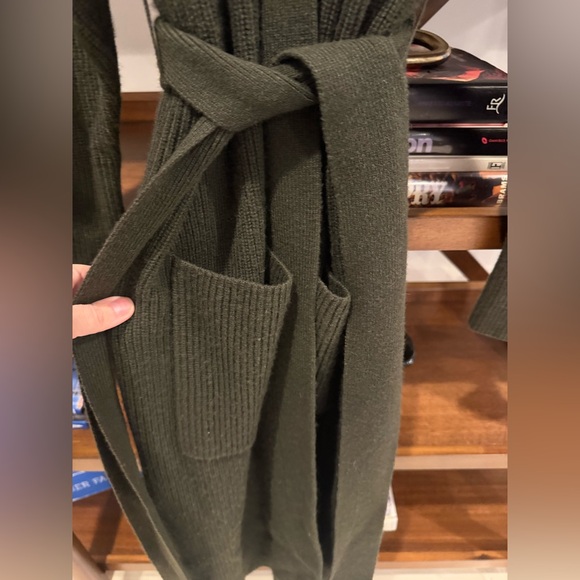 ALC Nora Longline Cashmere Blend Cardigan - Olive Green - Picture 4 of 7